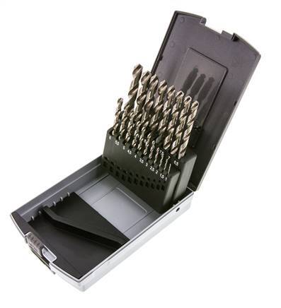 juego de brocas helicoidales de 19 piezas DIN 338 N HSS-G 1 - 10 mm