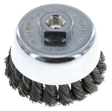 Cepillo de copa de 90 mm (M 14X2) Alambre de acero de 0,5 mm (20xtrenzado)