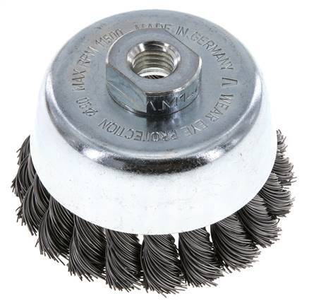 Cepillo de copa de 90 mm (M 14X2) Alambre de acero de 0,5 mm (20xtrenzado)