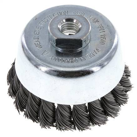Cepillo de copa de 90 mm (M 14X2) Alambre de acero de 0,5 mm (20xtrenzado)