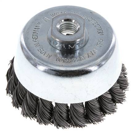 Cepillo de copa de 90 mm (M 14X2) Alambre de acero de 0,5 mm (20xtrenzado)