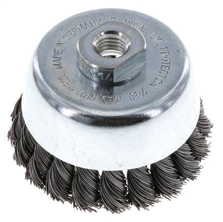Cepillo de copa de 90 mm (M 14X2) Alambre de acero de 0,5 mm (20xtrenzado)