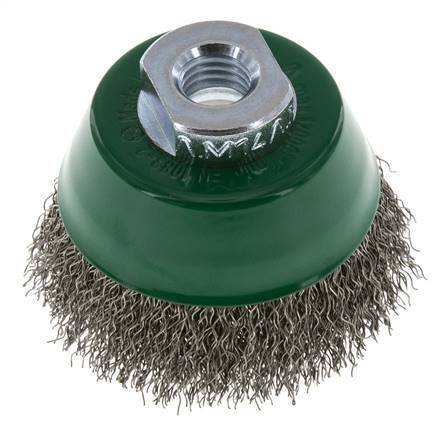 Cepillo de copa 65 mm (M 14X2) Alambre de acero inoxidable 0,3 mm (ondulado)