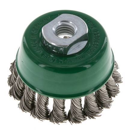 Cepillo de copa 65 mm (M 14X2) Alambre de acero inoxidable 0,5 mm (18xtrenzado)