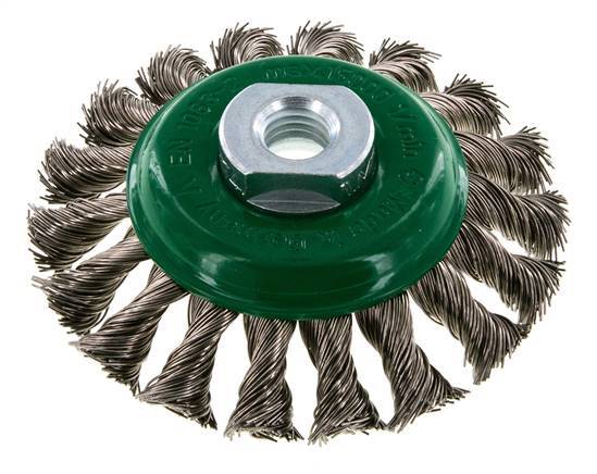 Cepillo cónico de alambre de acero inoxidable trenzado 100X12 mm ( M14X2)