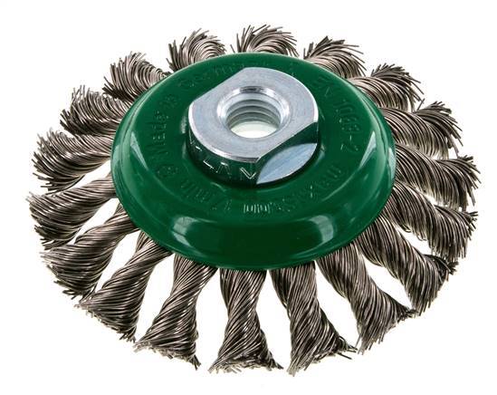 Cepillo cónico de alambre de acero inoxidable trenzado 100X12 mm ( M14X2)