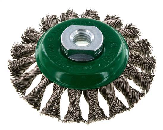 Cepillo cónico de alambre de acero inoxidable trenzado 100X12 mm ( M14X2)