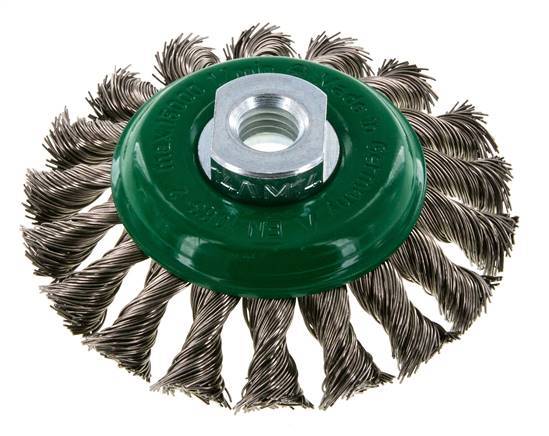Cepillo cónico de alambre de acero inoxidable trenzado 100X12 mm ( M14X2)