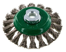 Cepillo cónico de alambre de acero inoxidable trenzado 100X12 mm ( M14X2)