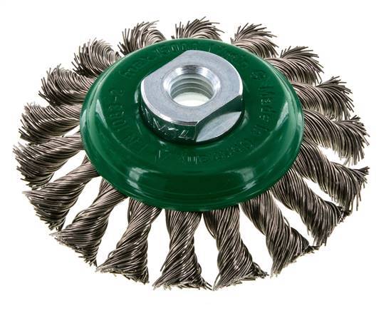 Cepillo cónico de alambre de acero inoxidable trenzado 100X12 mm ( M14X2)