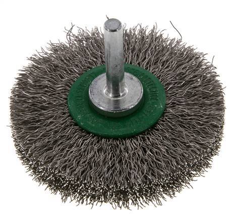 Cepillo redondo 70x14 mm Eje de 6 mm Alambre de acero inoxidable 0,3 mm Corrugado