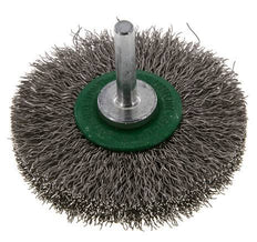 Cepillo redondo 70x14 mm Eje de 6 mm Alambre de acero inoxidable 0,3 mm Corrugado