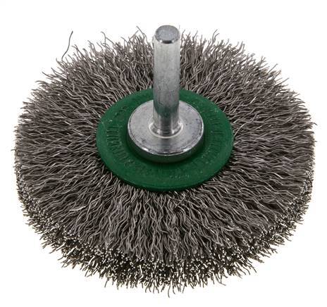 Cepillo redondo 70x14 mm Eje de 6 mm Alambre de acero inoxidable 0,3 mm Corrugado