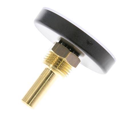 0 to +120°C Plastic Bimetallic Thermometer 63mm Cabinet 40mm Stem with Thermowell