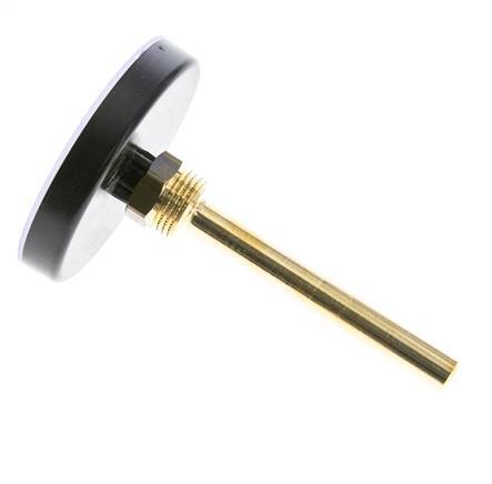 0 to +120°C Plastic Bimetallic Thermometer 80mm Cabinet 100mm Stem with Thermowell