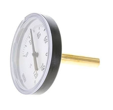 0 to +120°C Plastic Bimetallic Thermometer 80mm Cabinet 60mm Stem with Thermowell