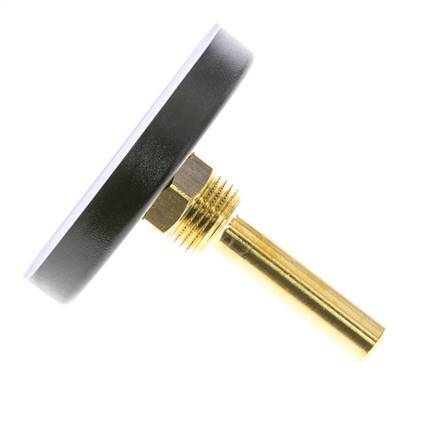 0 to +120°C Plastic Bimetallic Thermometer 80mm Cabinet 60mm Stem with Thermowell