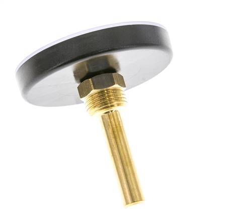 0 to +120°C Plastic Bimetallic Thermometer 80mm Cabinet 60mm Stem with Thermowell