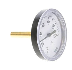 0 to +120°C Plastic Bimetallic Thermometer 80mm Cabinet 60mm Stem with Thermowell