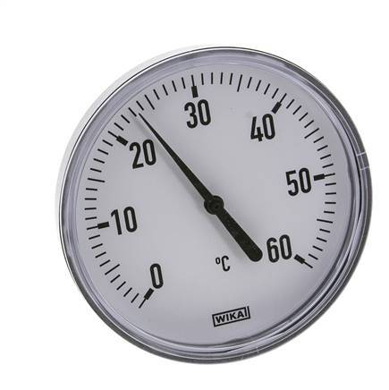 0 to +60°C Plastic Bimetallic Thermometer 100mm Cabinet 60mm Stem with Thermowell