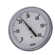 0 to +60°C Plastic Bimetallic Thermometer 100mm Cabinet 60mm Stem with Thermowell