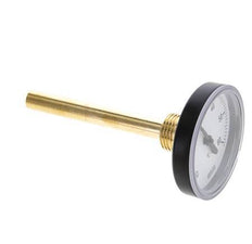 0 to +60°C Plastic Bimetallic Thermometer 63mm Cabinet 100mm Stem with Thermowell