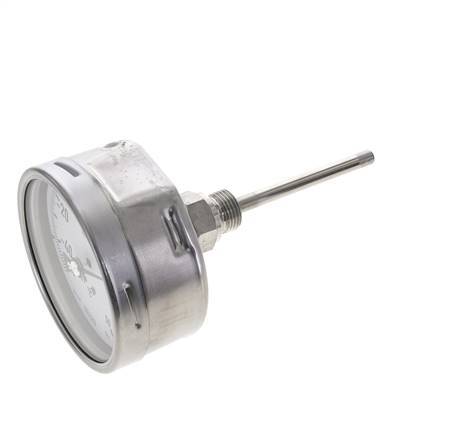 -40 to +40°C Petrochemical Stainless Steel Bimetallic Thermometer 100mm Cabinet 100mm Stem Rear