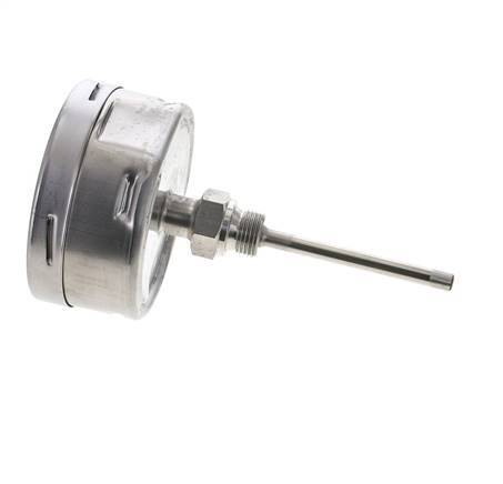 -40 to +40°C Petrochemical Stainless Steel Bimetallic Thermometer 100mm Cabinet 100mm Stem Rear
