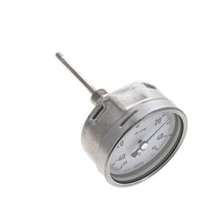 -40 to +40°C Petrochemical Stainless Steel Bimetallic Thermometer 100mm Cabinet 100mm Stem Rear