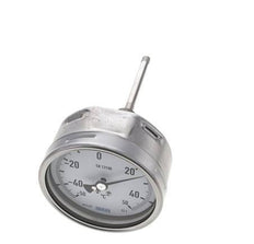 -40 to +40°C Petrochemical Stainless Steel Bimetallic Thermometer 100mm Cabinet 100mm Stem Rear