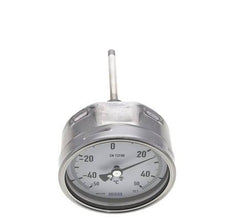 -40 to +40°C Petrochemical Stainless Steel Bimetallic Thermometer 100mm Cabinet 100mm Stem Rear