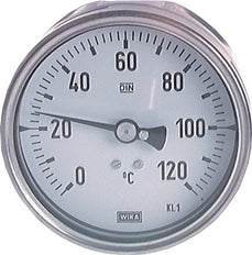 +30 a +270°C Termómetro bimetálico de acero inoxidable 100mm Gabinete 100mm Vástago Trasero