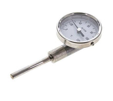 0 a +120°C Termómetro bimetálico de acero inoxidable Gabinete de 63mm Fondo de vástago de 63mm