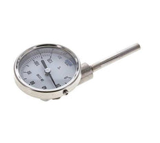 0 a +120°C Termómetro bimetálico de acero inoxidable Gabinete de 63mm Fondo de vástago de 63mm