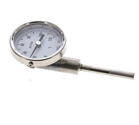 0 a +120°C Termómetro bimetálico de acero inoxidable Gabinete de 63mm Fondo de vástago de 63mm