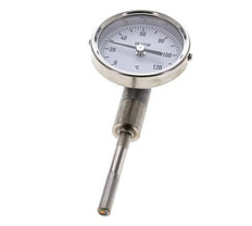 0 a +120°C Termómetro bimetálico de acero inoxidable Gabinete de 63mm Fondo de vástago de 63mm