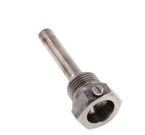 Termopozo de acero St35 G 1/2 pulgada para vástago de 63 mm Máx. 600°C y 25 bares
