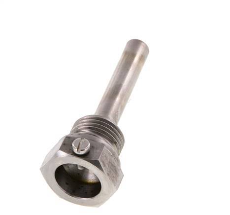 Termopozo de acero St35 G 1/2 pulgada para vástago de 63 mm Máx. 600°C y 25 bares