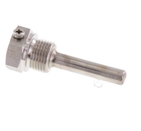 Termopozo de acero inoxidable G 1/2 pulg. fijado con pernos para vástago de 63 mm Máx. 600°C y 25 bares