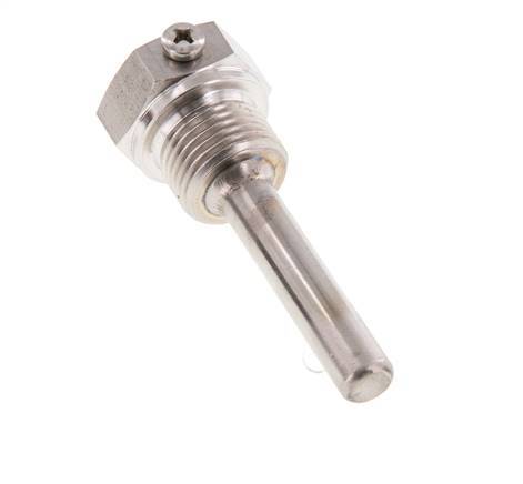 Termopozo de acero inoxidable G 1/2 pulg. fijado con pernos para vástago de 63 mm Máx. 600°C y 25 bares