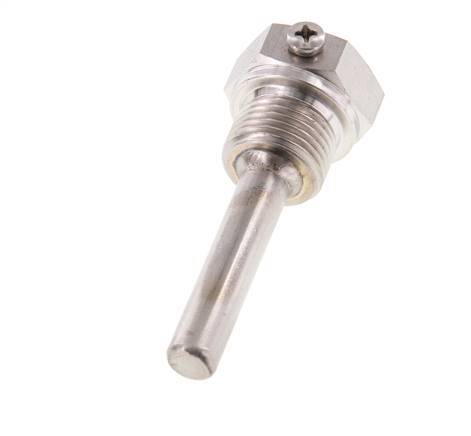 Termopozo de acero inoxidable G 1/2 pulg. fijado con pernos para vástago de 63 mm Máx. 600°C y 25 bares