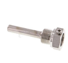 Termopozo de acero inoxidable G 1/2 pulg. fijado con pernos para vástago de 63 mm Máx. 600°C y 25 bares