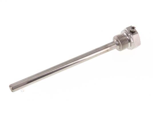 Termopozo de acero inoxidable G 1/2 pulg. fijado con pernos para vástago de 160 mm Máx. 600°C y 25 bares