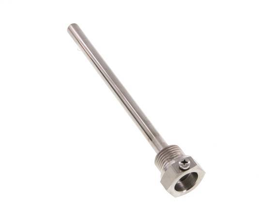 Termopozo de acero inoxidable G 1/2 pulg. fijado con pernos para vástago de 160 mm Máx. 600°C y 25 bares