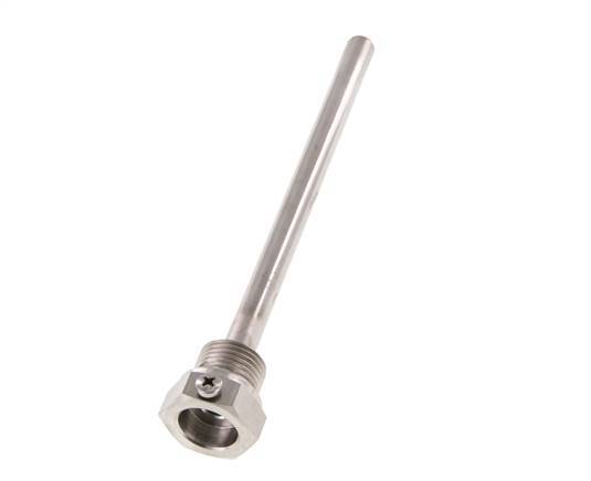 Termopozo de acero inoxidable G 1/2 pulg. fijado con pernos para vástago de 160 mm Máx. 600°C y 25 bares