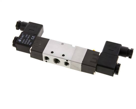 5/3 G1/4'' (G1/8'') Válvula solenoide de centro de presión 12V DC 1.5-8bar/21.0-112psi E.MC