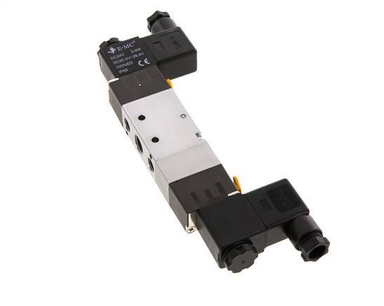 5/3 G1/4'' (G1/8'') Válvula solenoide de centro de presión 12V DC 1.5-8bar/21.0-112psi E.MC
