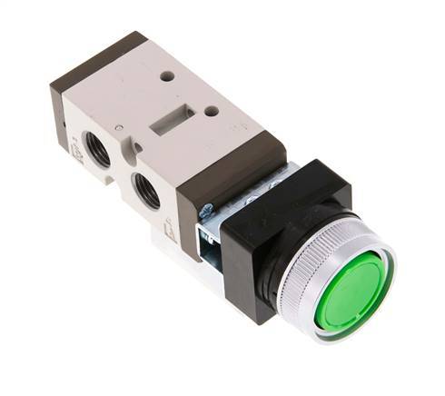 5/2 G1/4'' (G1/8'') Válvula de botón verde 0-8bar/0-112psi YPC