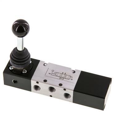válvula de palanca manual de escape central 5/3 G1/8'' -0,95-10bar/-13,2-140psi