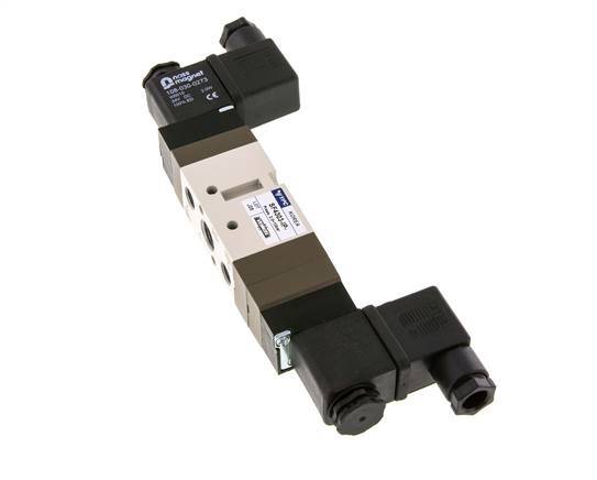 5/3 G1/4'' (G1/8'') Válvula solenoide de centro cerrado 12V DC 2-10bar/28-140psi YPC